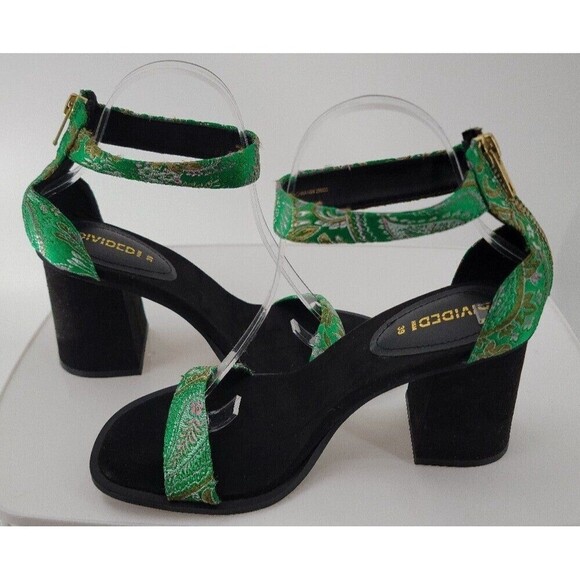 H&M Green floral Block Heeled Sandals - Picture 8 of 9